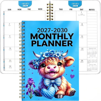 2030 Monthly Planner Cute Highland Cow 5-Year Calendar | Large Monthly Blocks for Long-Term Planning