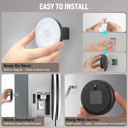 Compact Household Night Light with Motion Sensor – No-Wire Smart Lighting For Cabinets, Closets & More
