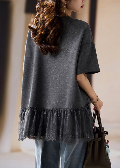 Grey Oversized Nail Bead Cotton Tank