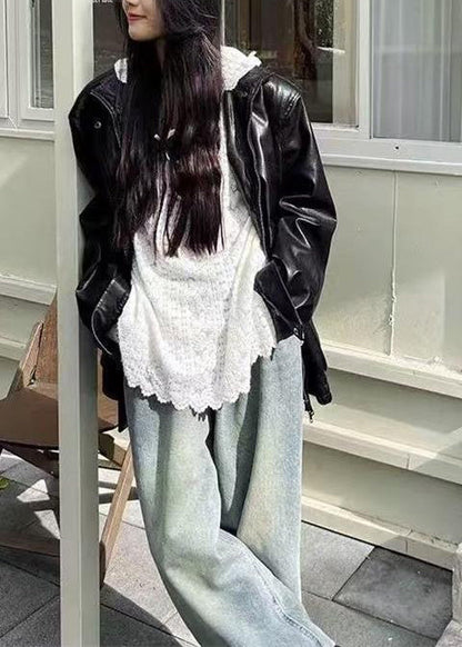 White Hooded Jacquard Lace Pullover Sweatshirt