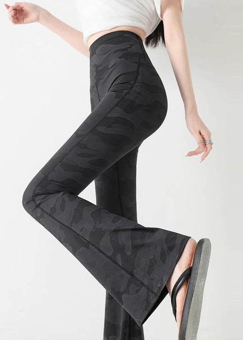 Charcoal Grey Camouflage Print Butt Scrunch Flare Yoga Pants