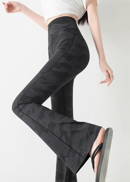 Charcoal Grey Camouflage Print Butt Scrunch Flare Yoga Pants