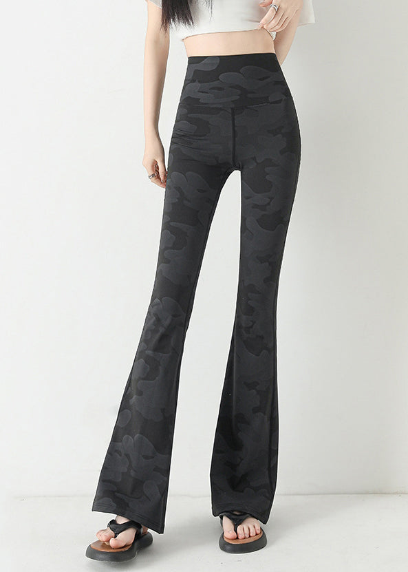 Charcoal Grey Camouflage Print Butt Scrunch Flare Yoga Pants