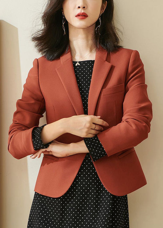 Rust Notched Button Spandex Coats
