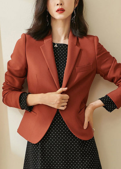 Rust Notched Button Spandex Coats