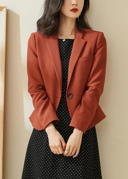 Rust Notched Button Spandex Coats