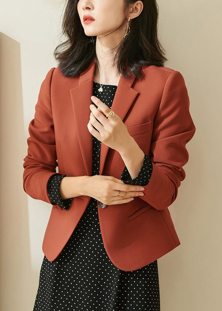 Rust Notched Button Spandex Coats