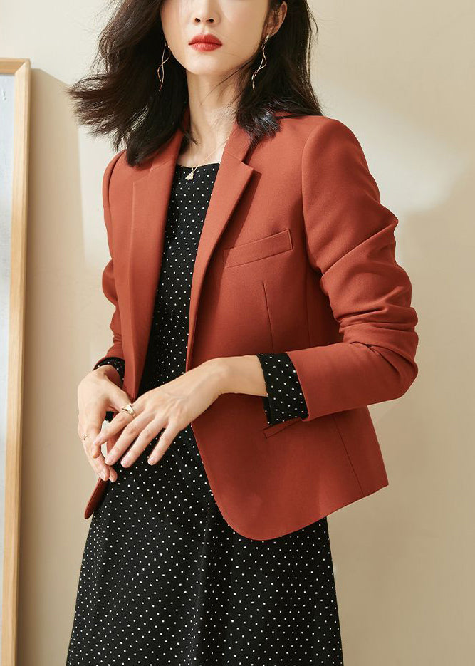 Rust Notched Button Spandex Coats