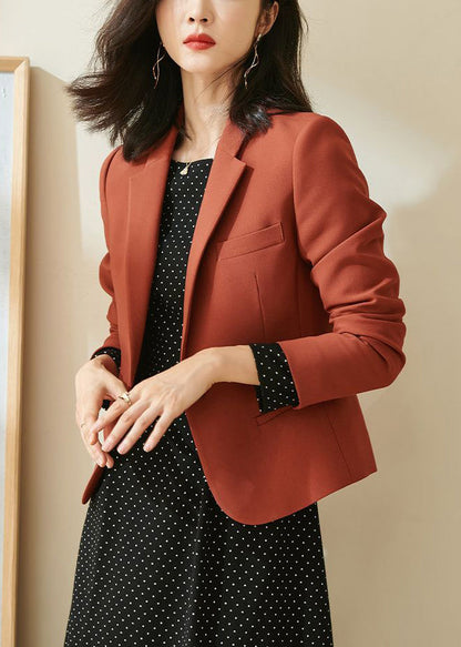 Rust Notched Button Spandex Coats