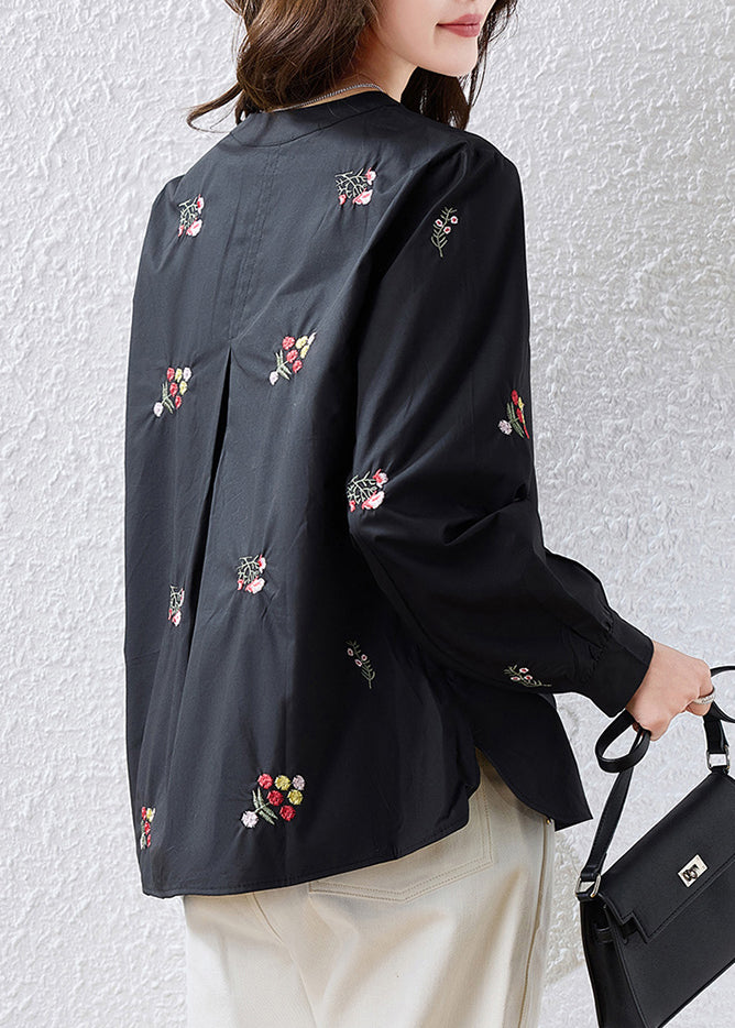 Red Patchwork Cotton Oriental Tops Embroidered