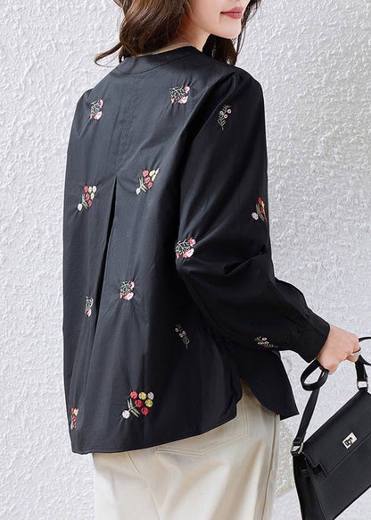 Red Patchwork Cotton Oriental Tops Embroidered