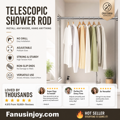 Create storage space anywhere anytime！Adjustable No-Drill Tension Rod