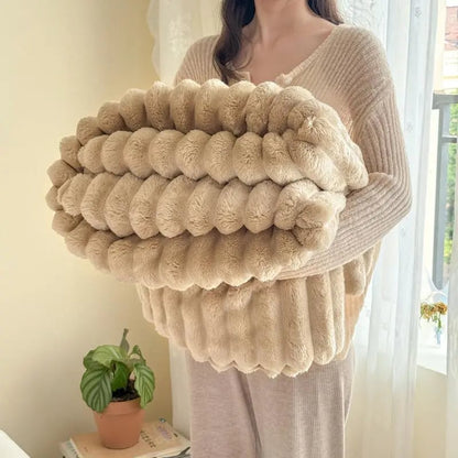 Thickened rabbit plush&milk velvet cover blanket
