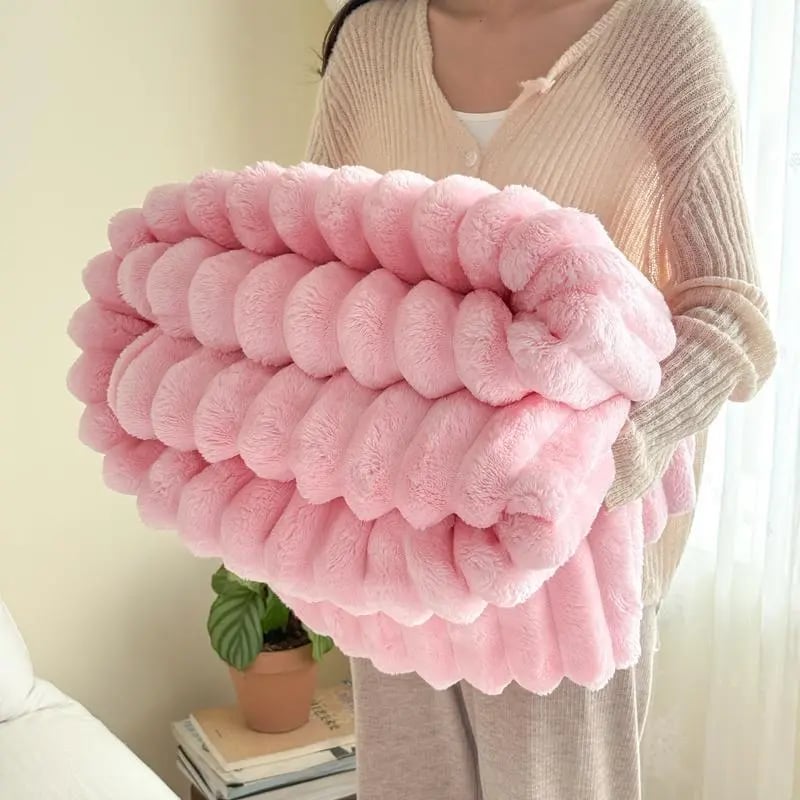 Thickened rabbit plush&milk velvet cover blanket