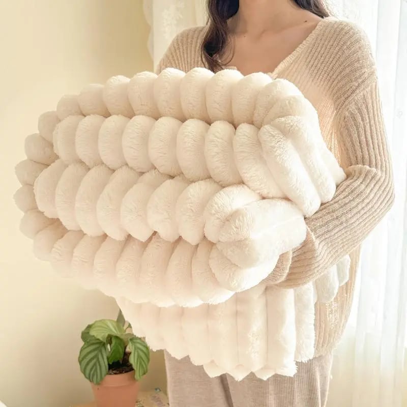 Thickened rabbit plush&milk velvet cover blanket