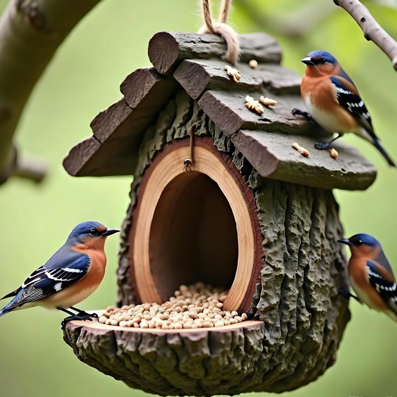 Outdoor Bird Feeder with Realistic Tree Stump Design | Garden Decor & Wildlife Sanctuary in One!