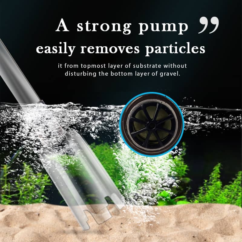 Electric Aquarium Gravel Cleaner—battery-operated, adjustable length, and easy to use—suitable for all aquariums
