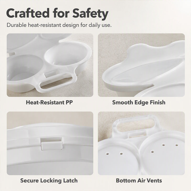 Microwave Egg Poacher——Dual‑cavity, non‑stick & easy clean. Healthier than frying – stock up & save!