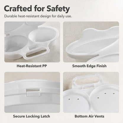 Microwave Egg Poacher——Dual‑cavity, non‑stick & easy clean. Healthier than frying – stock up & save!