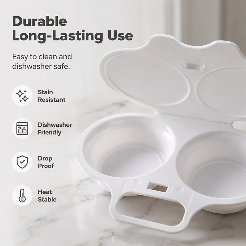 Microwave Egg Poacher——Dual‑cavity, non‑stick & easy clean. Healthier than frying – stock up & save!