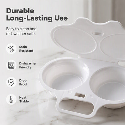 Microwave Egg Poacher——Dual‑cavity, non‑stick & easy clean. Healthier than frying – stock up & save!